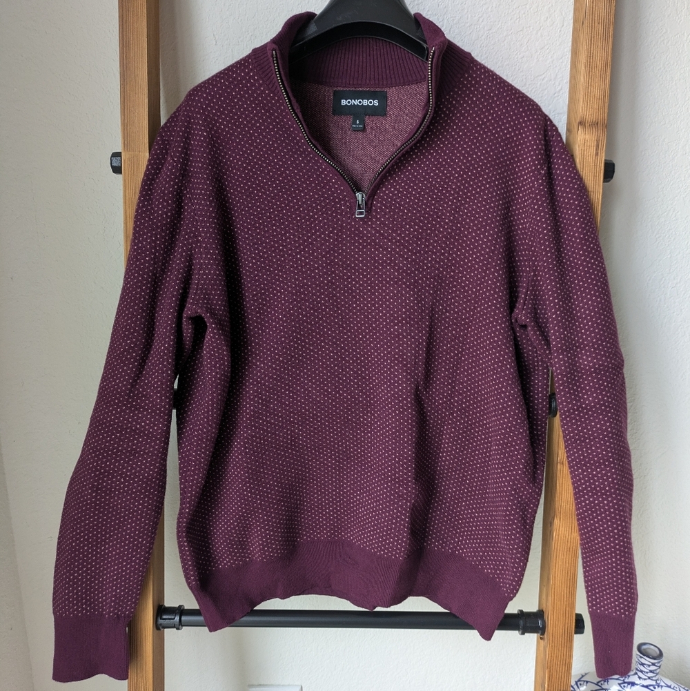Bonobos Men's Maroon Zip-Up Sweater